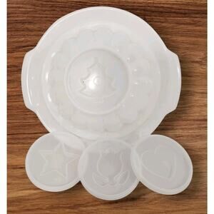 VTG TUPPERWARE GELATIN MOLD CLASSIC Jel-N-Serve 4 DESIGNS LID PLATTER CHRISTMAS